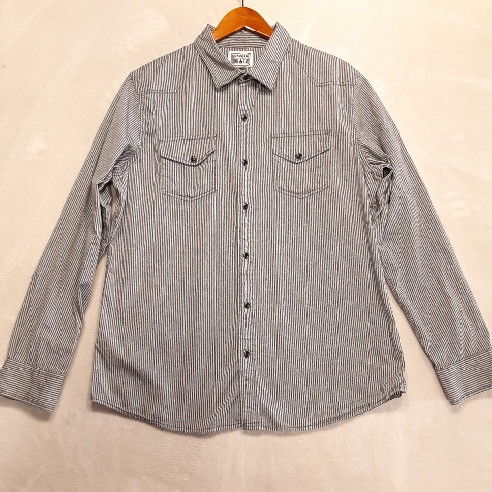 Converse One Star Oversized Snap Button Shirt Lar… - image 1